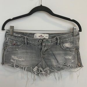 Low-Rise Grey Washed Vintage Denim Shorts